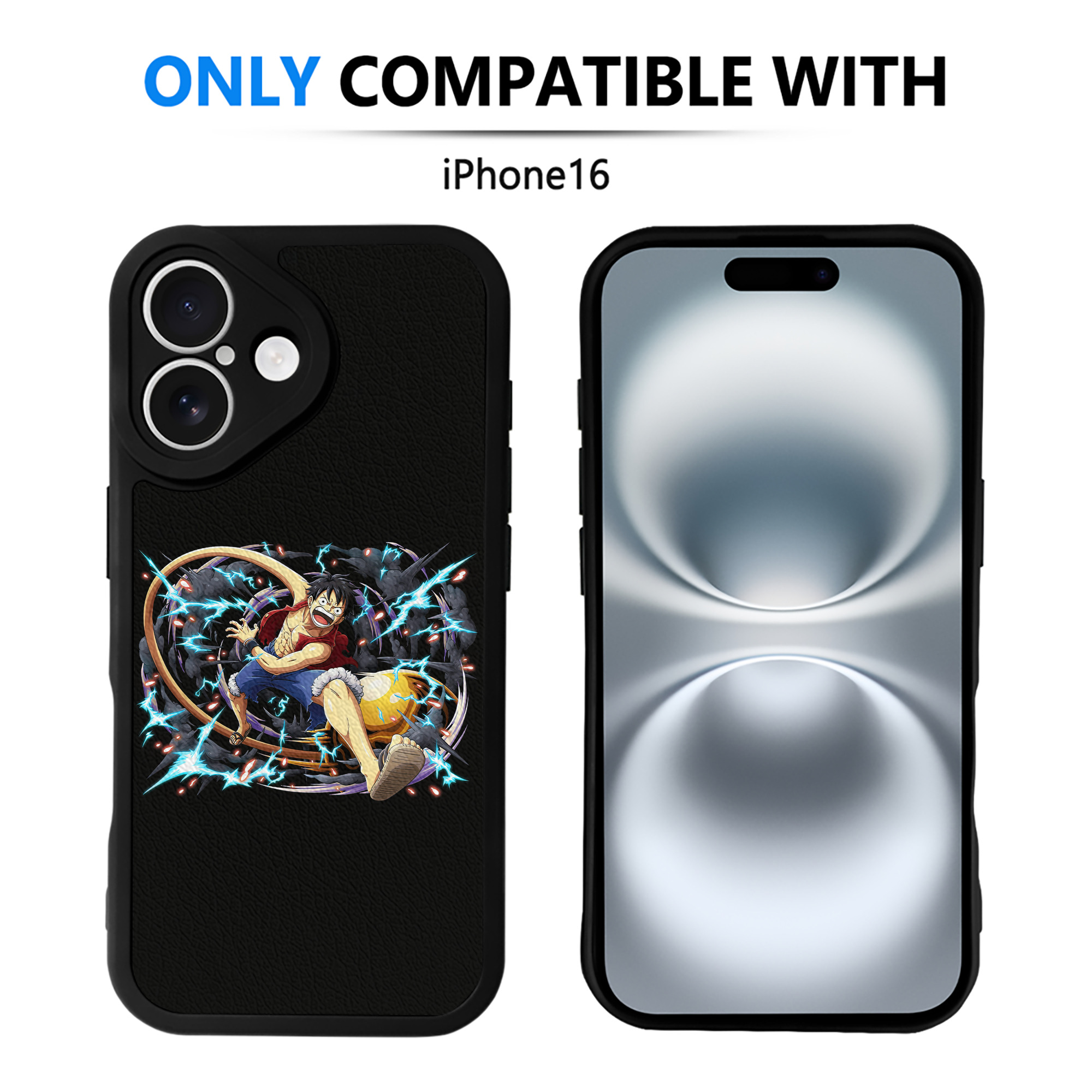 （画像用） ワンピース モンキー・D・ルフィ ONE PIECE Monkey D. Luffy 【iPhone 16シリーズ対応】シリコンスマホケース（レザー調） 材質：シリコン